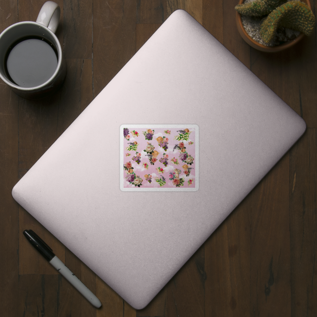 cherub rose garden pink background by lovefromsirius